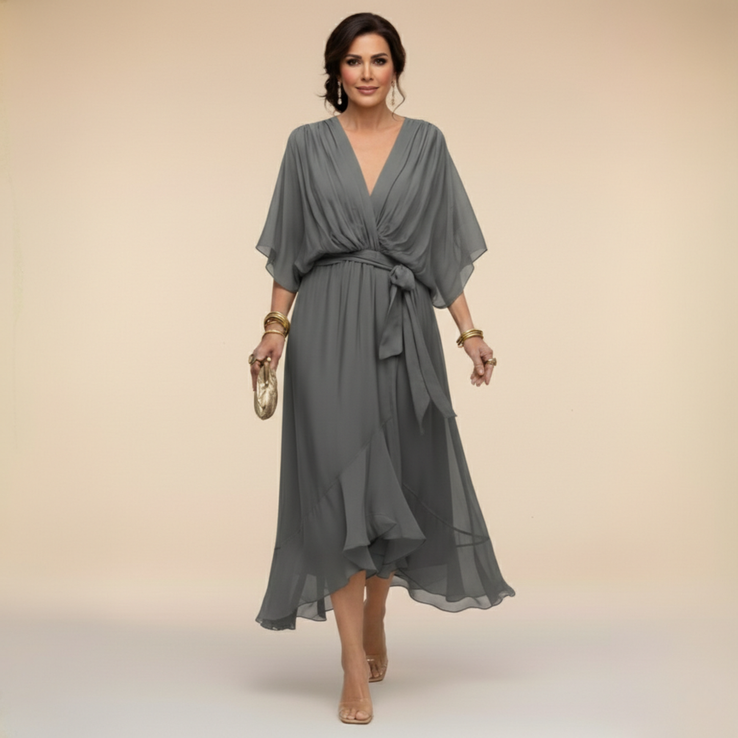 Nerina | Vestido midi de gasa fluido