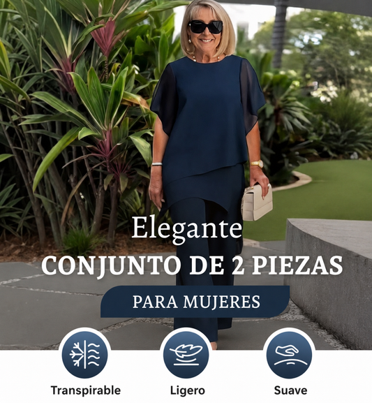 Carmen - Encantador conjunto de top irregular y pantalones de pierna ancha