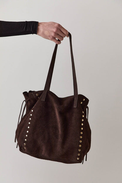 Bolso tachas lazo marrón