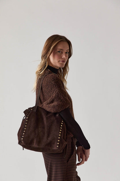Bolso tachas lazo marrón