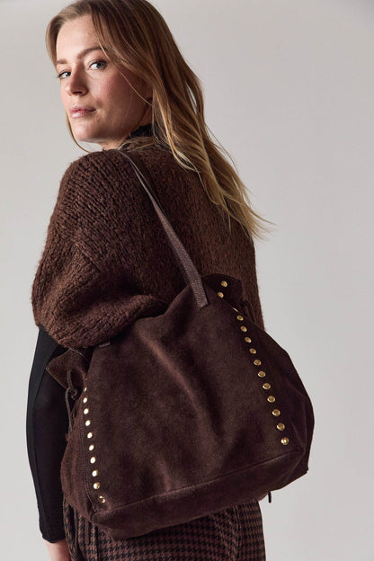 Bolso tachas lazo marrón
