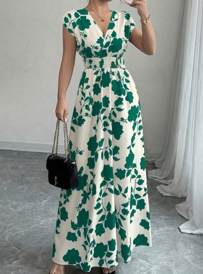 Daniela | Vestido floral largo con escote en V