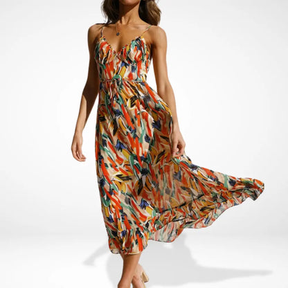 Yamy | Vestido midi estampado con tirantes