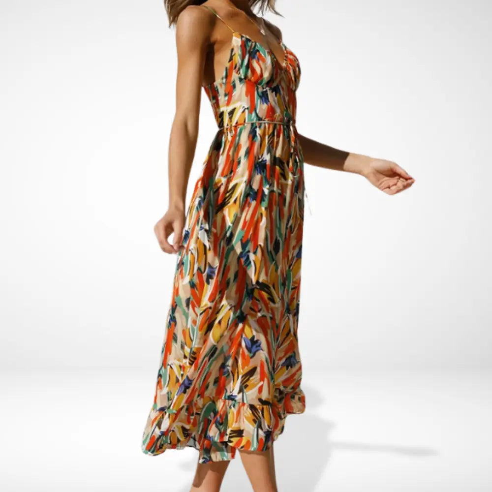 Yamy | Vestido midi estampado con tirantes