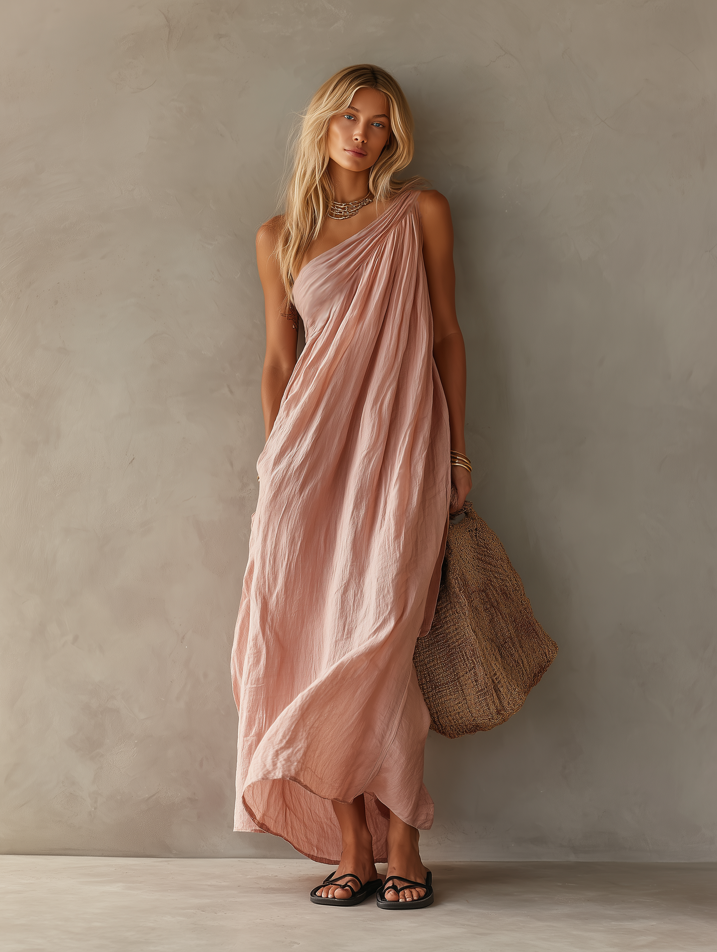 Isabel - Maxi vestido elegante para mujer de algodón y lino