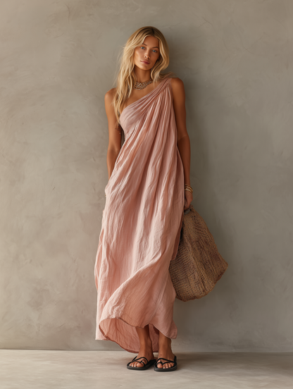 Isabel - Maxi vestido elegante para mujer de algodón y lino