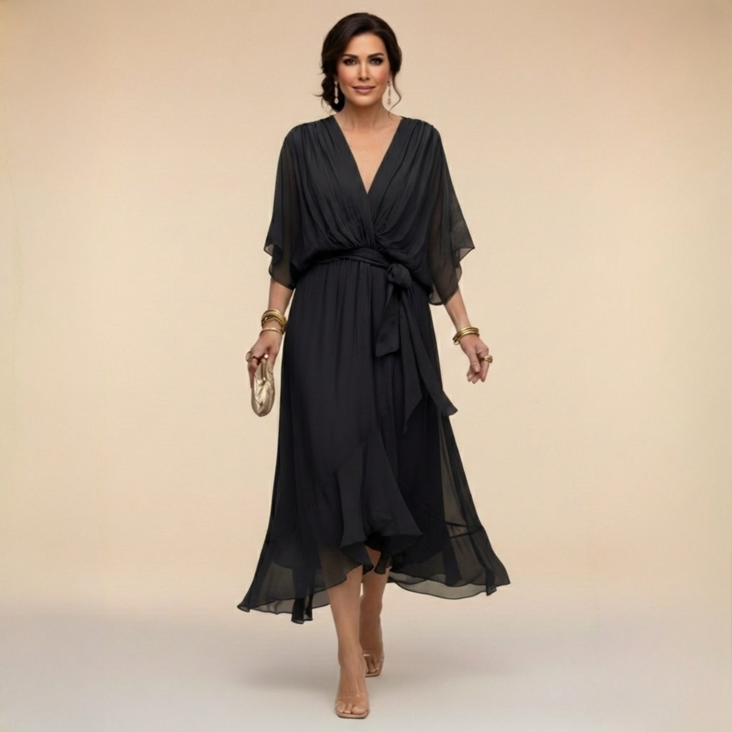 Nerina | Vestido midi de gasa fluido
