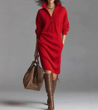 CLAUDIA | Vestido Negro Cálido, Elegante y Cómodo
