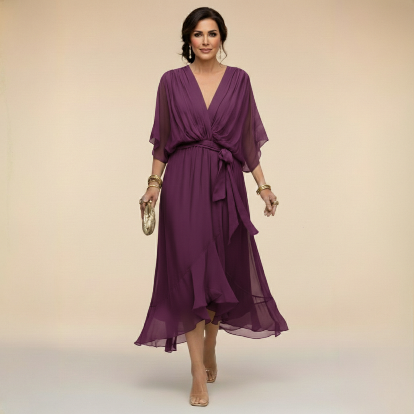 Nerina | Vestido midi de gasa fluido