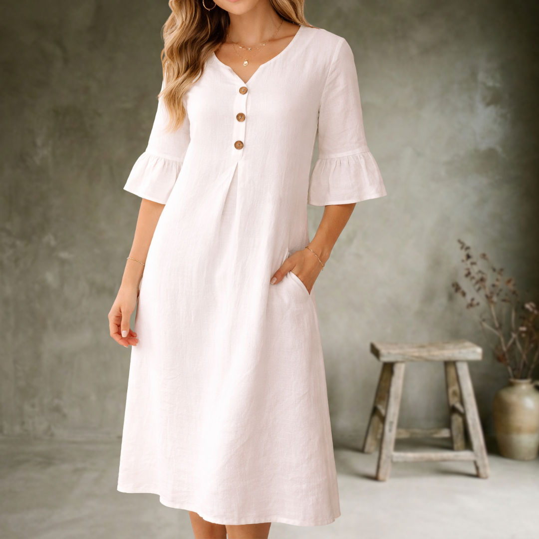 Isabel - Vestido Suave Al Tacto Con Mangas Volantes