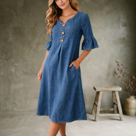 Isabel - Vestido Suave Al Tacto Con Mangas Volantes