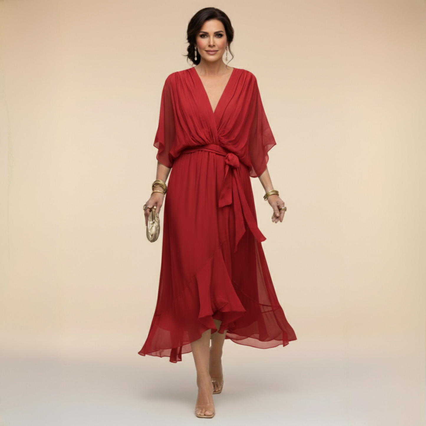 Nerina | Vestido midi de gasa fluido