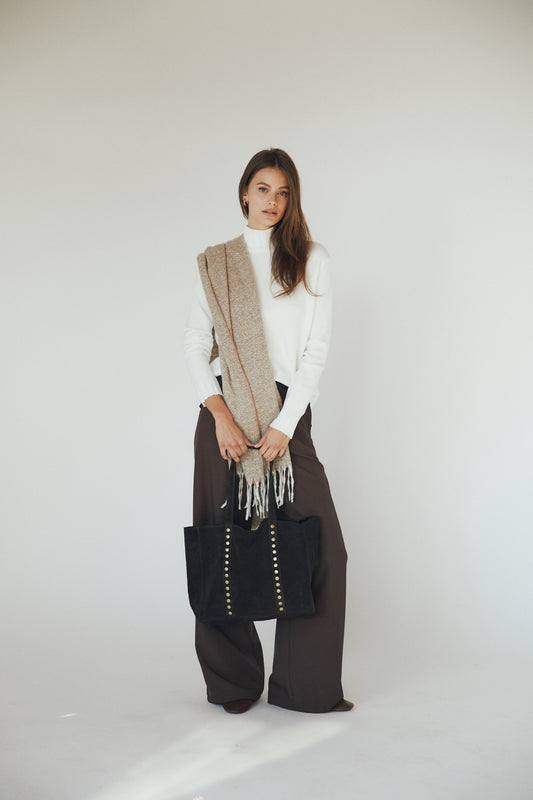 Bolso ante tachas marrón