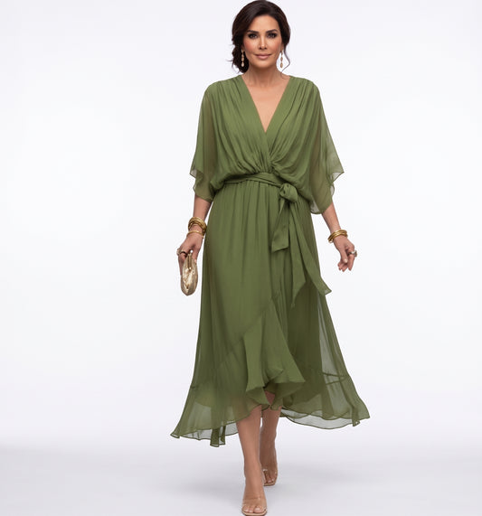 Nerina | Vestido midi de gasa fluido