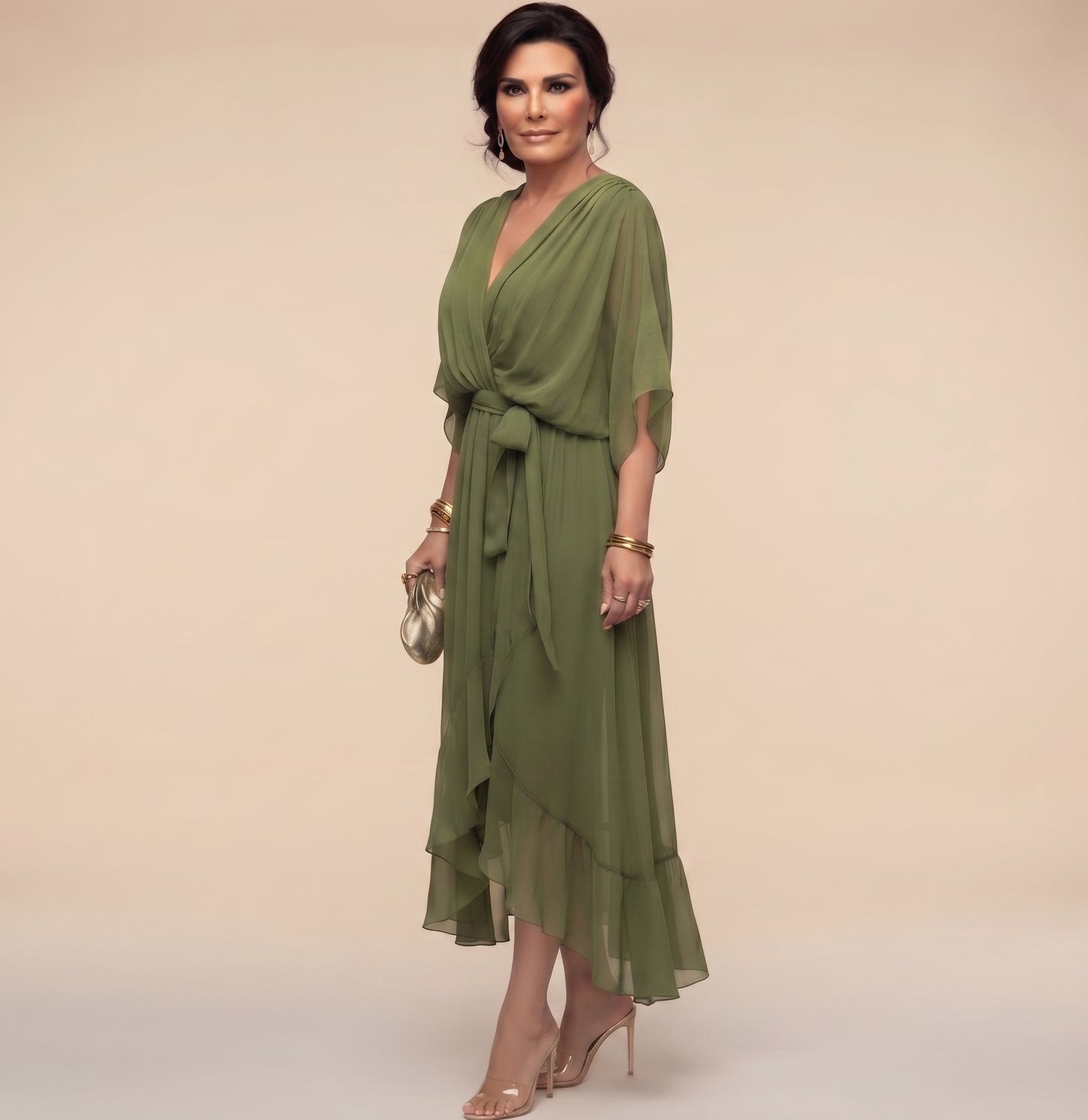 Nerina | Vestido midi de gasa fluido