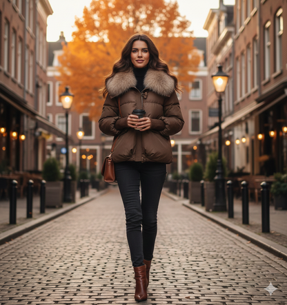 Elegante Chaqueta con Piel que Aporta Calidez y Estilo