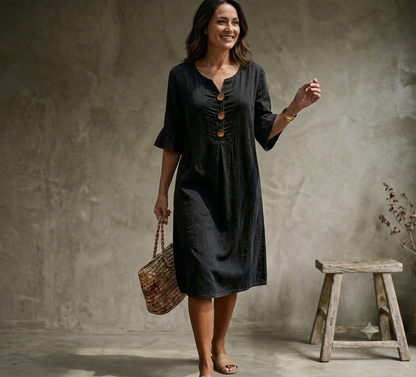 Isabel - Vestido Suave Al Tacto Con Mangas Volantes