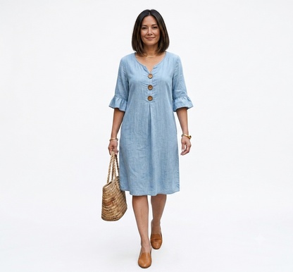 Isabel - Vestido Suave Al Tacto Con Mangas Volantes