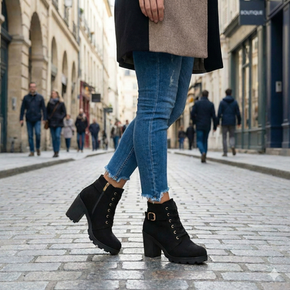 Isabel | Botas Ortopédicas con Hebilla & Tacón Chunky