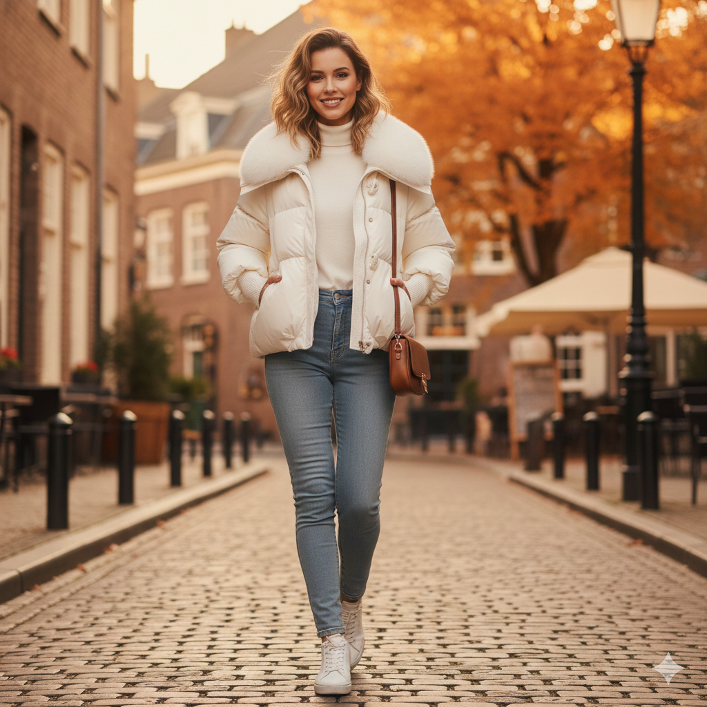 Elegante Chaqueta con Piel que Aporta Calidez y Estilo