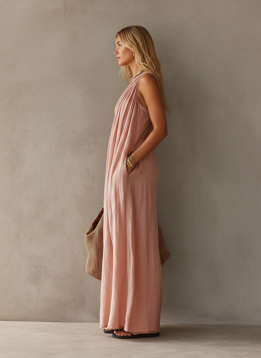 Isabel - Maxi vestido elegante para mujer de algodón y lino