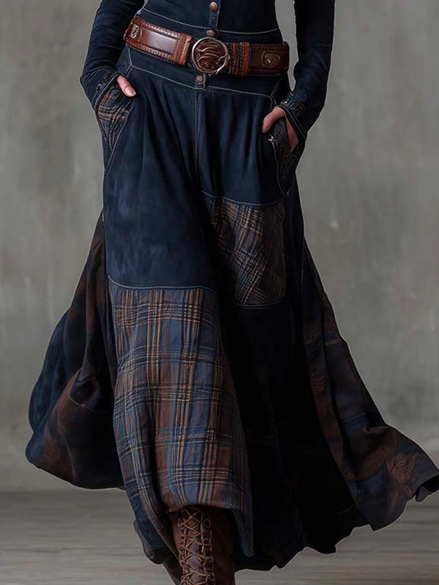 ANDREA – Vestido maxi de ante con cinturón
