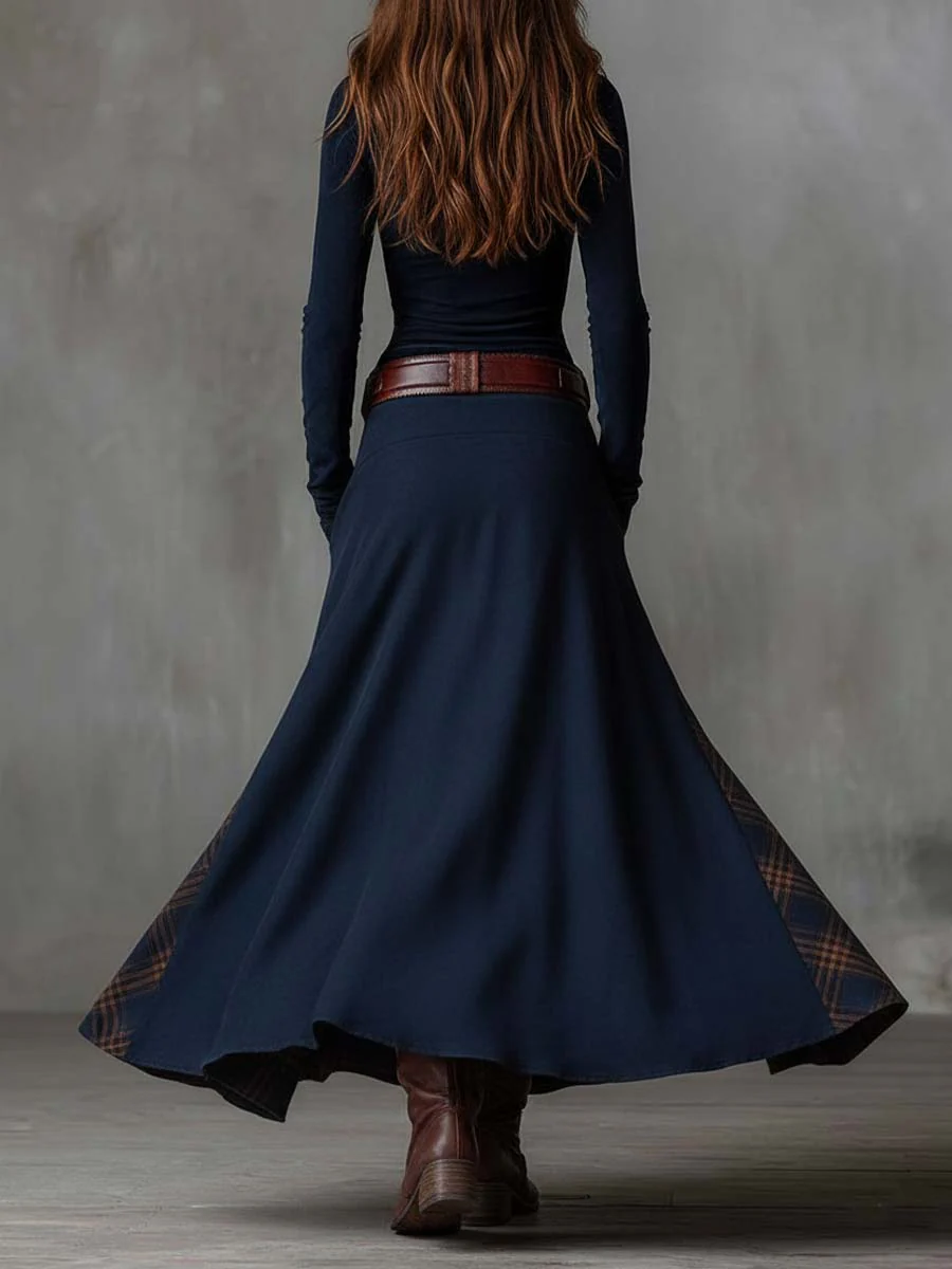 ANDREA – Vestido maxi de ante con cinturón