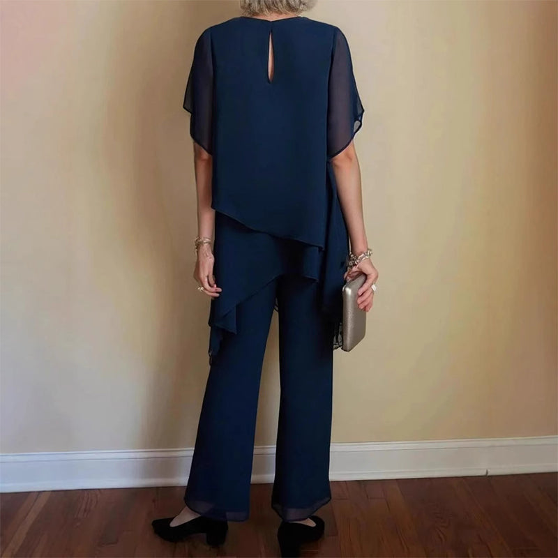 Carmen - Encantador conjunto de top irregular y pantalones de pierna ancha