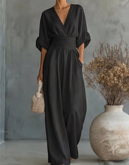 Daniela | Mono elegante de escote en V y pierna ancha