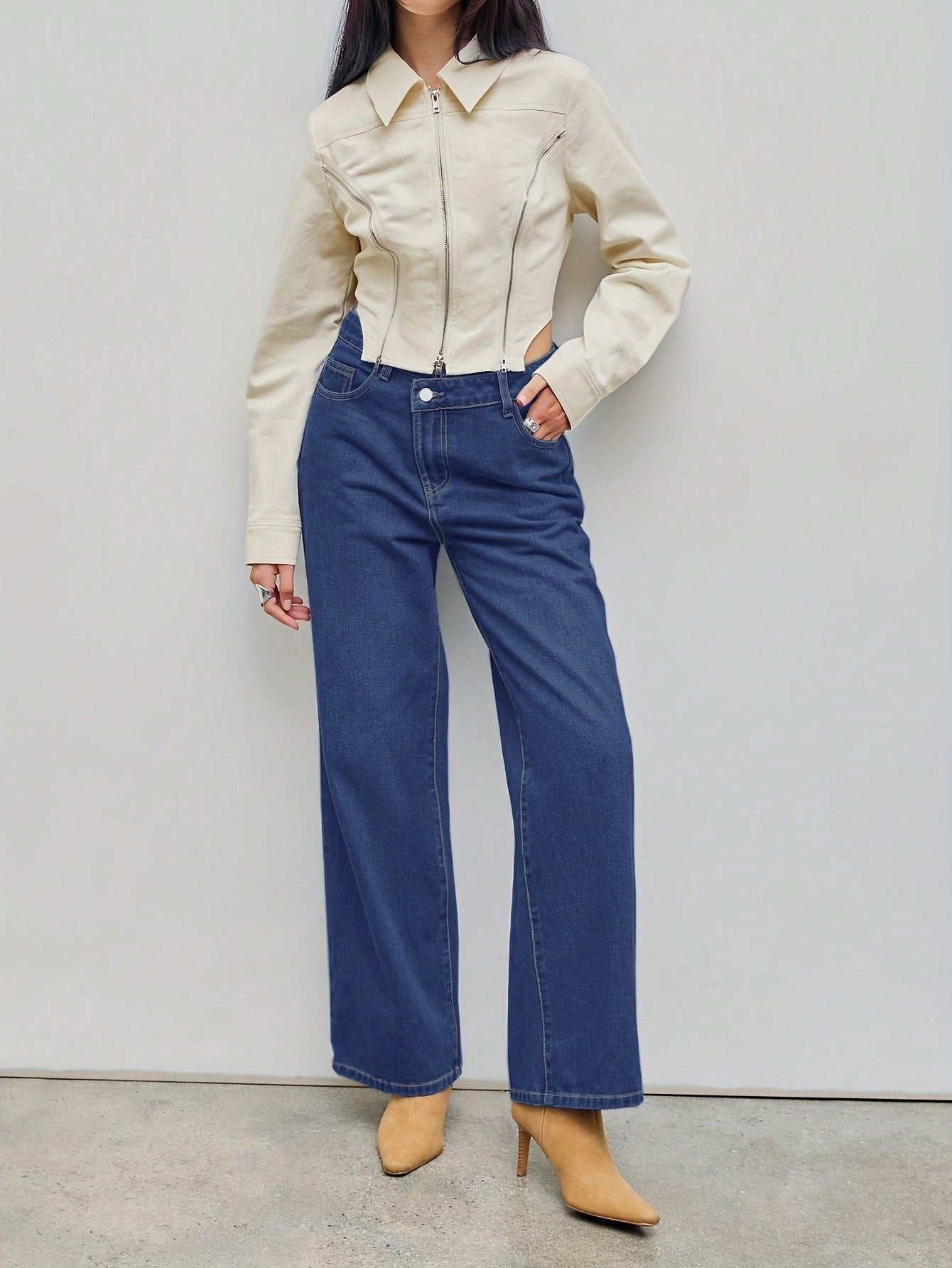 Jeans sueltos de inspiración coreana
