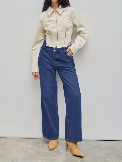 Jeans sueltos de inspiración coreana