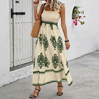 Alba | Vestido maxi bohemio con escote cuadrado