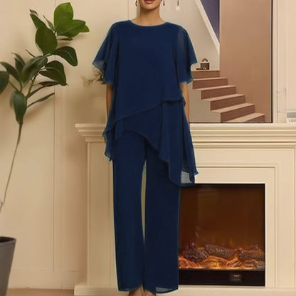 Carmen - Encantador conjunto de top irregular y pantalones de pierna ancha