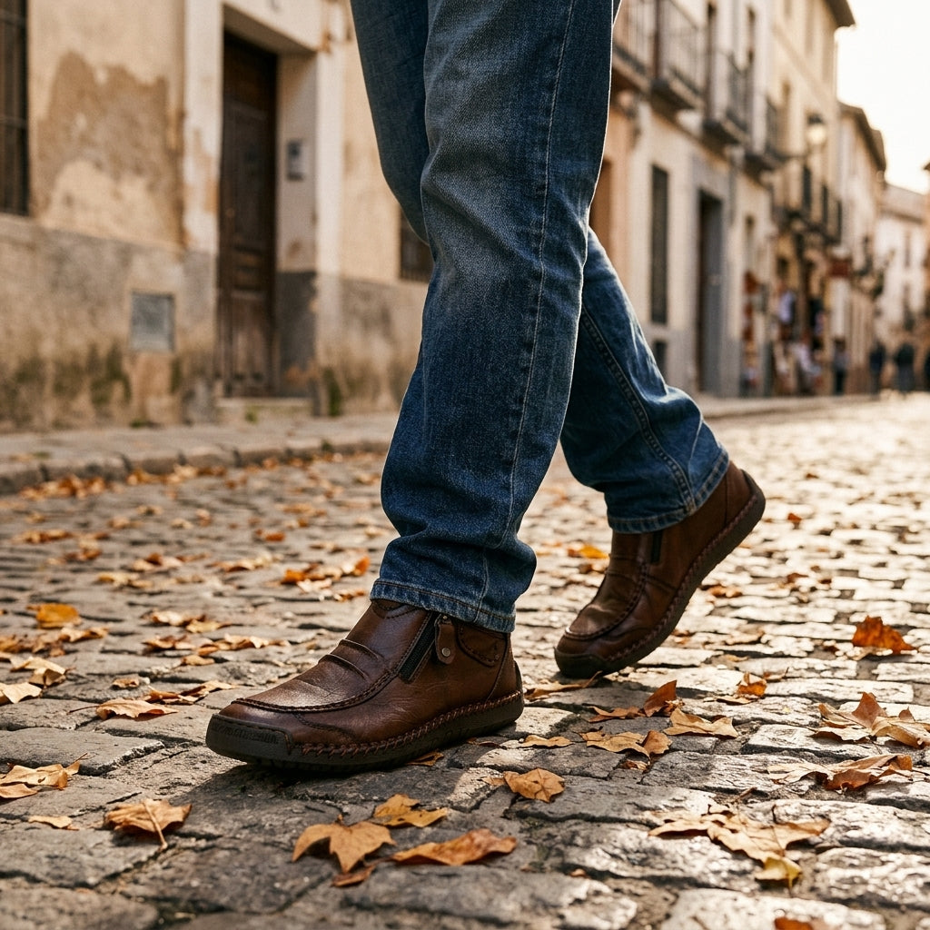 Botines Andrés puestos con vaqueros
