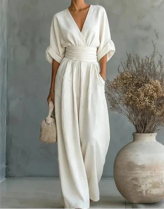 Daniela | Mono elegante de escote en V y pierna ancha