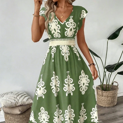 Candela | Vestido maxi barroco con escote en V